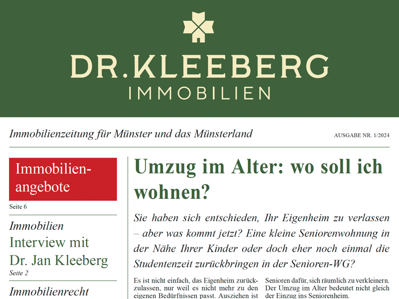 Ihre Immobilienzeitung für Münster und das Münsterland 1/2024